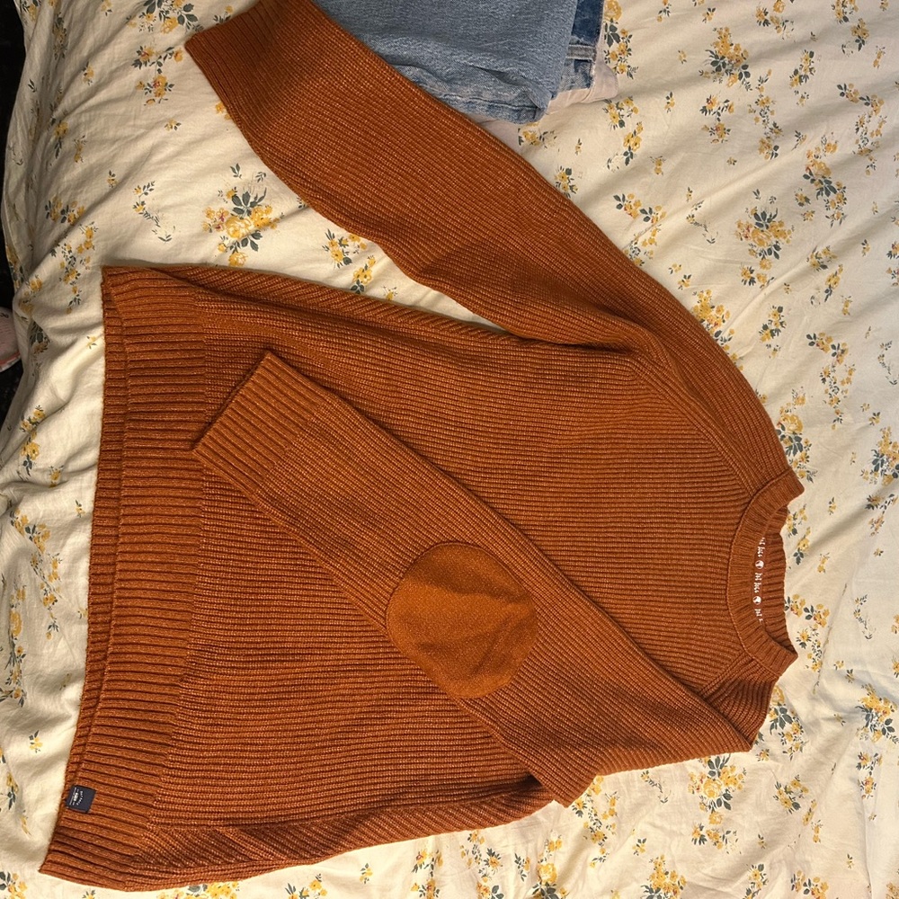 Fat Face Men's Crewneck Sweater in Rust Orange